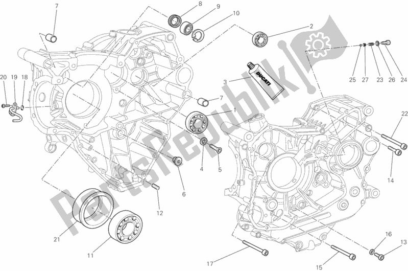 Todas as partes de Rolamentos Do Cárter do Ducati Diavel Carbon USA 1200 2012
